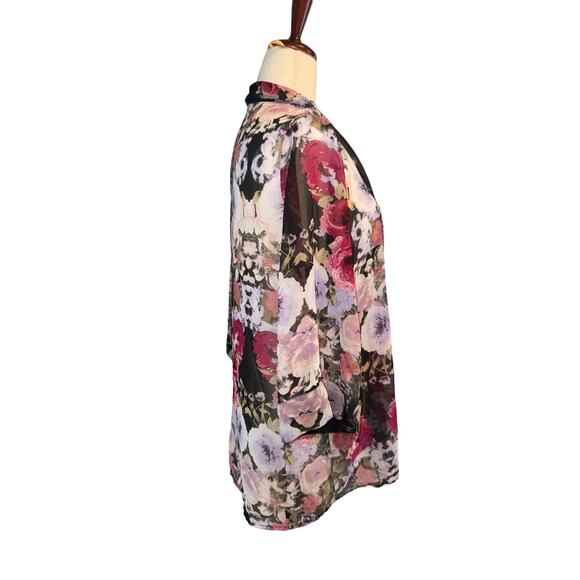 Kirra sheer floral kimono front cardigan shrug oversized XS - Picture 3 of 7